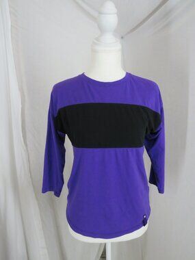 Ralph Lauren Lauren Active Purple Black Color Block Long Sleeve Top XS Stretch